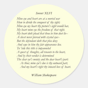 Sticker Rond Sonnet # 46 par William Shakespeare