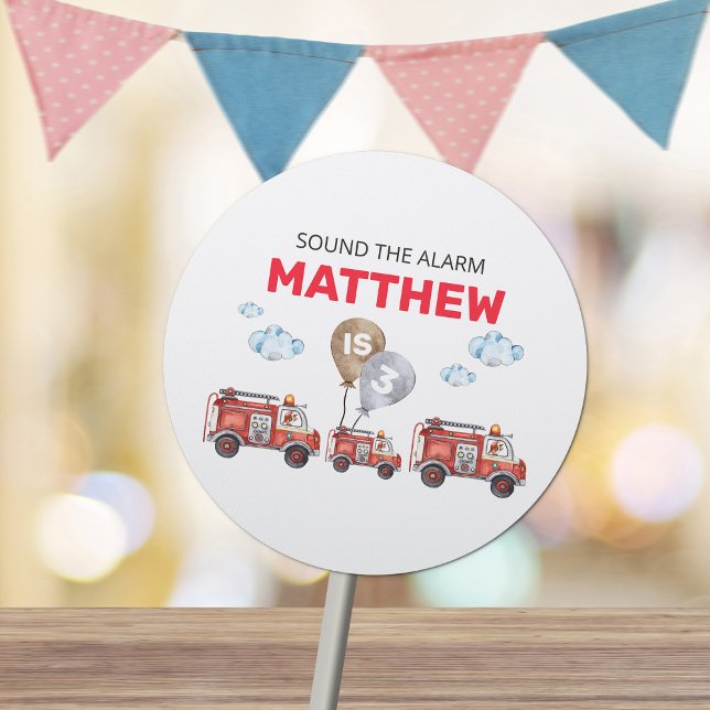 Sticker Rond Sonnez l'alarme Fireman Anniversaire (Créateur téléchargé)