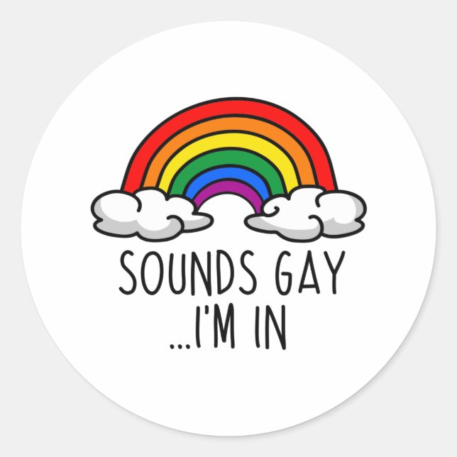 Sticker Rond SONS GAY I'M IN - Joli arc en ciel (Devant)