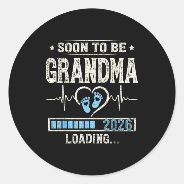 Sticker Rond Soon To Be Grandma 2026 Expecting Baby Promoted Gr (Devant)