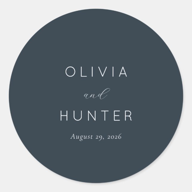 Sticker Rond Sophisticated Navy Typographic (Devant)