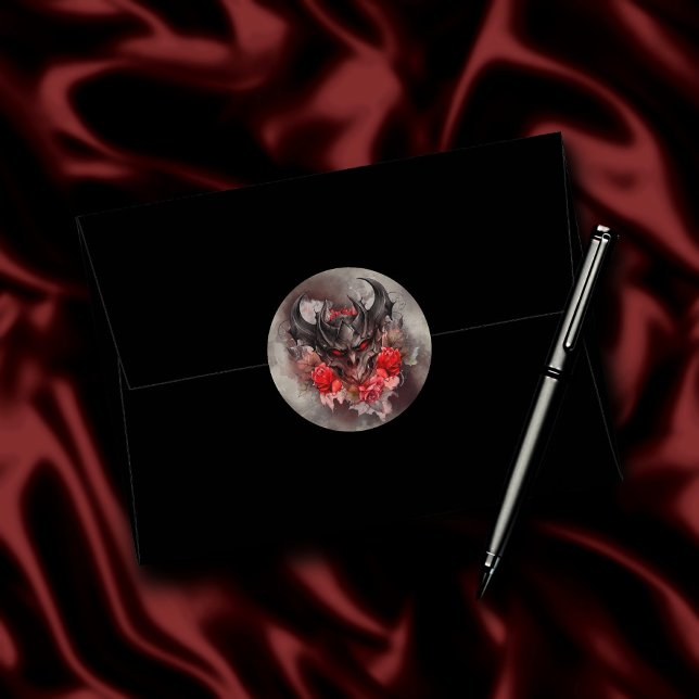 Sticker Rond sorcellerie | Bête de démon fumé aux yeux rouges a (Créateur téléchargé)
