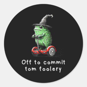 Sticker Rond Sorcier Grenouille Fantaisiste Part Pour Commettre