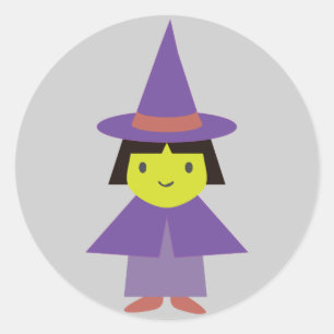 Sticker Rond Sorcière adorable