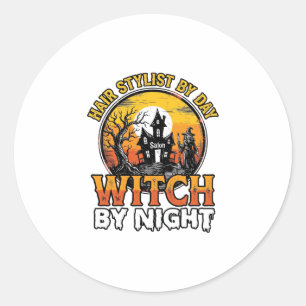 Sticker Rond Sorcière Coiffeuse De Nuit Vintage Halloween Desi