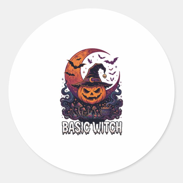 Sticker Rond Sorcière de base Halloween Citrouille Croissant de (Devant)