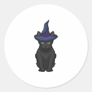 Sticker Rond Sorcière de chat
