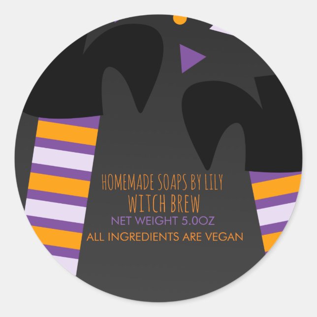 Sticker Rond Sorcière Pieds Halloween Savon Maison d'affaires (Devant)