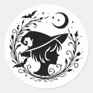 Sticker Rond Sorcière Pixie Magie Wiccanne Sorcières Halloween