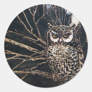 Sticker Rond Sorcière sous forme de hibou
