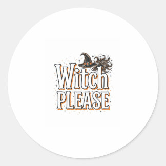 Sticker Rond Sorcière Vintage S'il Vous Plaît Design Vectoriel