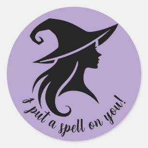 Sticker Rond Sorcière Wiccanne Chapeau Noir Fête d'Halloween