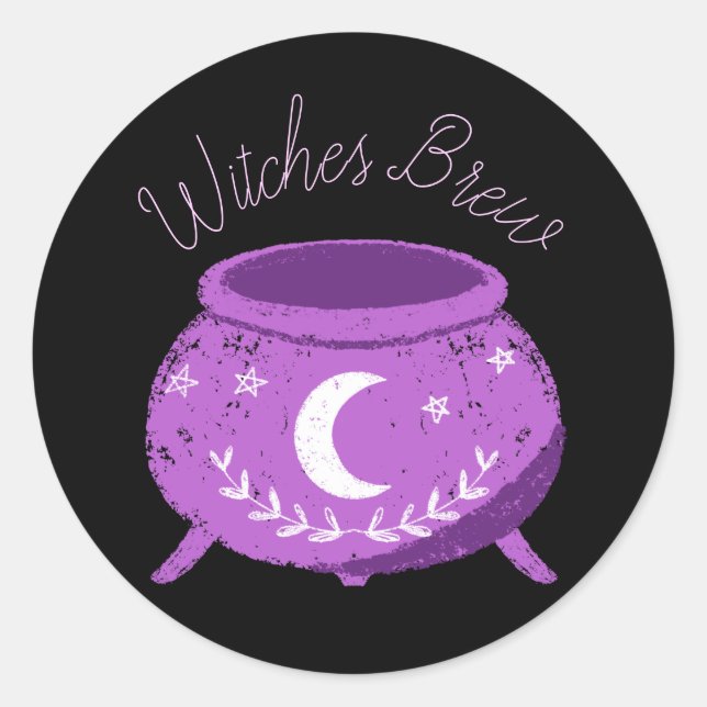 Sticker Rond Sorcières Brew pastel sorcière (Devant)