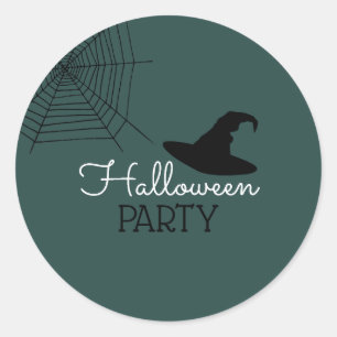 Sticker Rond Sorcières Casquette & Web, Halloween Party