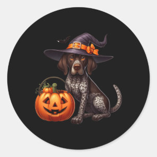 Sticker Rond Sorcières de Halloween Pointer allemand à poil cou