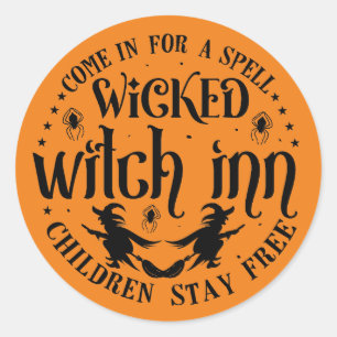Sticker Rond Sorcières éffrayantes Inn Halloween
