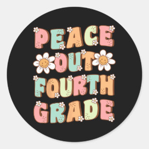 Sticker Rond Sortie 4e année Mignonne Dernière journée de 4e an