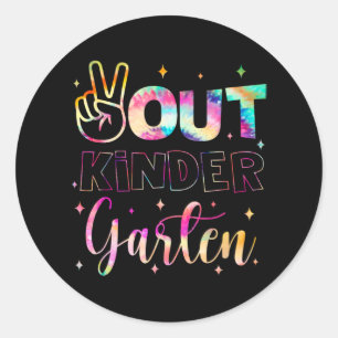 Sticker Rond Sortie Maternelle Tie Dye Journée Dernière Des Ens