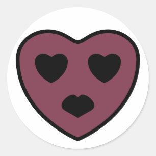 Sticker Rond Sortie visage coeur