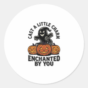 Sticker Rond Sortilège d'amour Fantôme Art de citrouille d'Hall