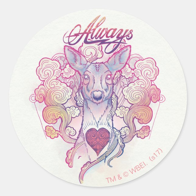 Sticker Rond Sortilège Harry Potter | Patronus Biche "Toujours" (Devant)