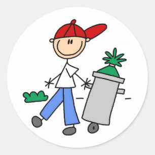 Sticker Rond Sortir L'Autocollant À Déchets