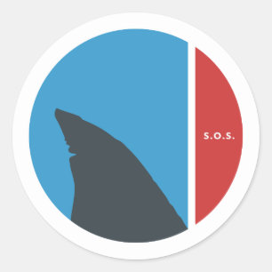 Sticker Rond SOS sauve nos mers sauve nos cercles de requins