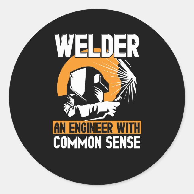Sticker Rond Souder : Un Ingénieur Avec Un Sens Commun (Devant)