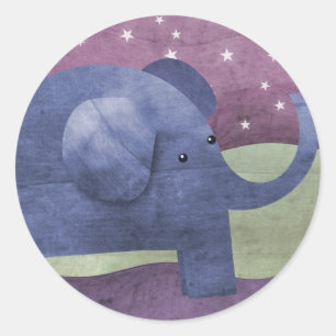 Sticker Rond Souhaits d'éléphant sur une étoile - autocollan