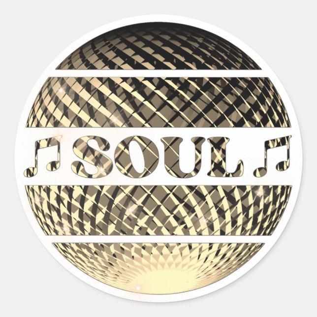 Sticker Rond Soul musique disco boule or (Devant)