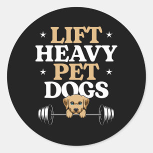 Sticker Rond Soulever des chiens de compagnie lourds Bodybuildi