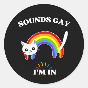 Sticker Rond Sounds Gay Je suis dans un chat coloré