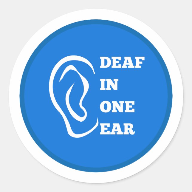 Sticker Rond Sourd D'Une Oreille Bleu Design (Devant)