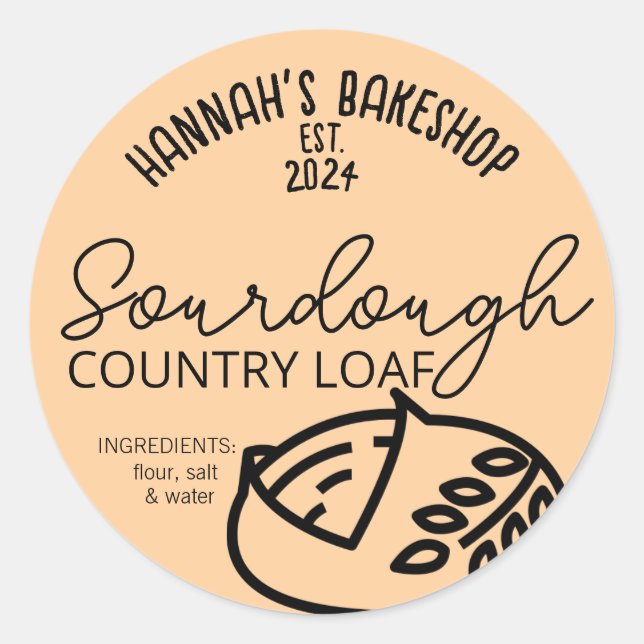 Sticker Rond Sourdough Country Loaf Accueil Boulangerie Produit (Devant)