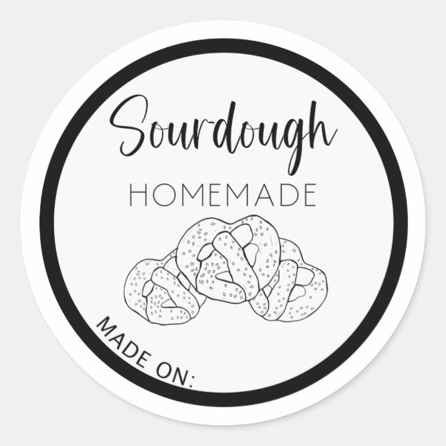 STICKER ROND SOURDOUGH PRETZEL ÉTIQUETTE, CUISINE SOURDOUGH (Devant)