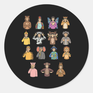 Sticker Rond Sourds sourds à la main Asl Sensibilisation à la p