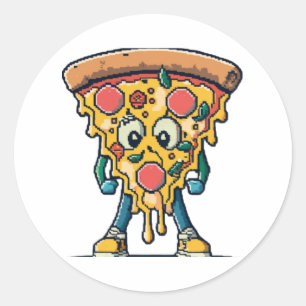 Sticker Rond souriante pizza mignonne