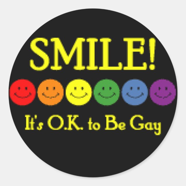 Sticker Rond Souriez ! C'est OK d'être gay ! (Devant)