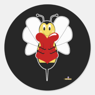 Sticker Rond Sourire Bumble Bee Hugs Coeur