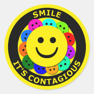 Sticker Rond SOURIRE IL est CONTAGIEUX
