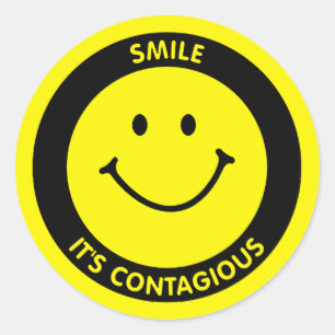 Sticker Rond SOURIRE IL est CONTAGIEUX