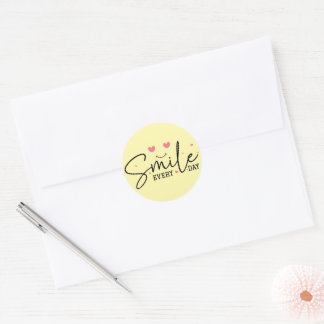 Sticker Rond Sourire jaune esthétique heureux visage souriant t