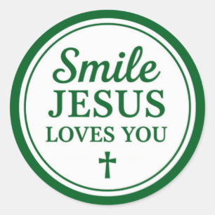 Sticker Rond Sourire Jésus t'aime