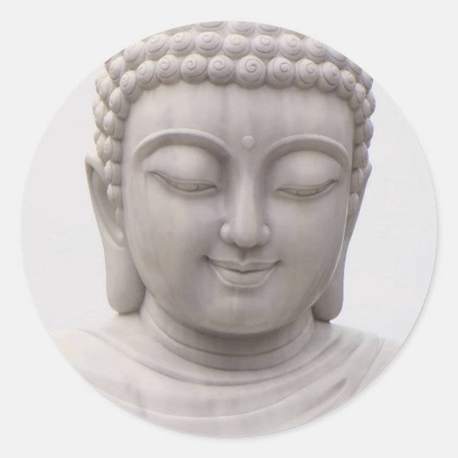 Sticker Rond Sourire Serene Bouddha Inspirational Love Peace (Devant)