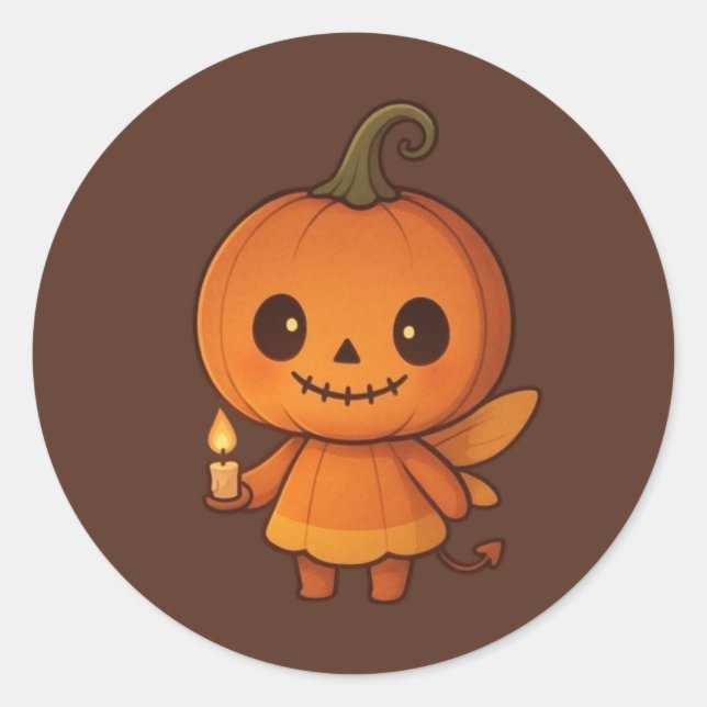 Sticker Rond Sourires citrouilles (Devant)