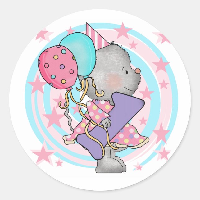 Sticker Rond Souris 1er anniversaire T-shirts et cadeaux (Devant)