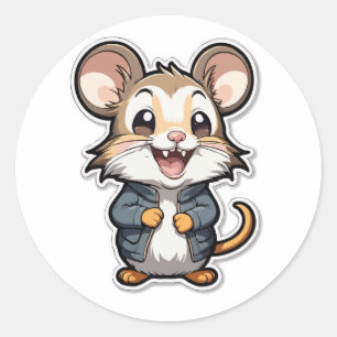 Sticker Rond Souris adorable en design de dessin de vêtement