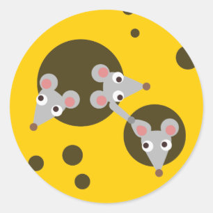 Sticker Rond Souris au fromage