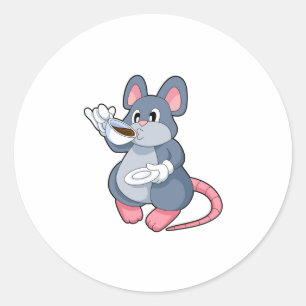 Sticker Rond Souris avec Café Cup