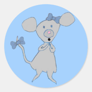 Sticker Rond Souris Carton mignonne